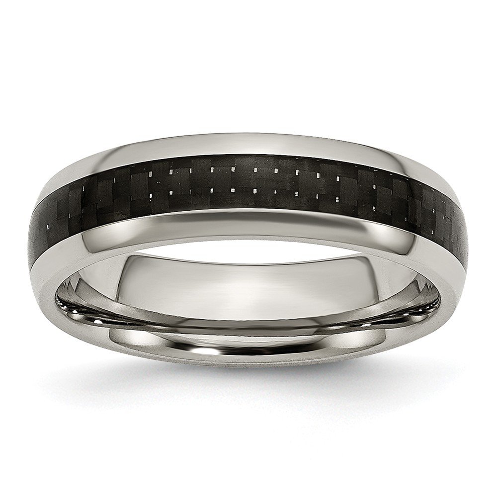 Solid Titanium Black Carbon Fiber-Inlay 6mm Wedding Band Ring for Men - Comfort-Fit Durable Wedding Ring for Groom, Engagement, Anniversary - Perfect for Everyday Wear & Special Occasions