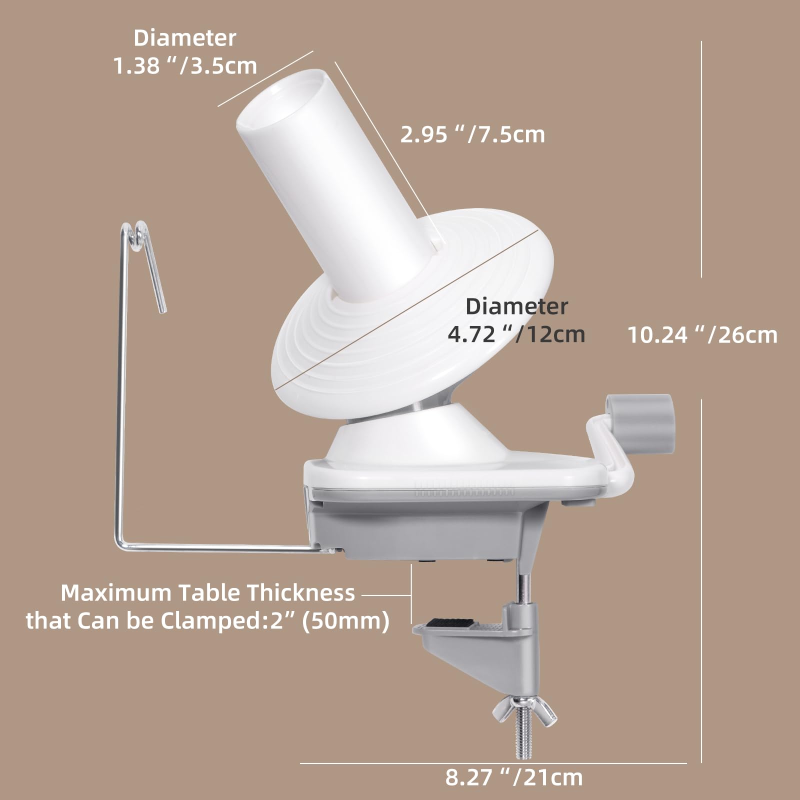 CESUSME Hand Operated Yarn Ball Winder Machine - Wool String Cake Winder with Tabletop Clamp for Knitting & Crocheting - Perfect for DIY Yarn Projects, Crafting & Home Use