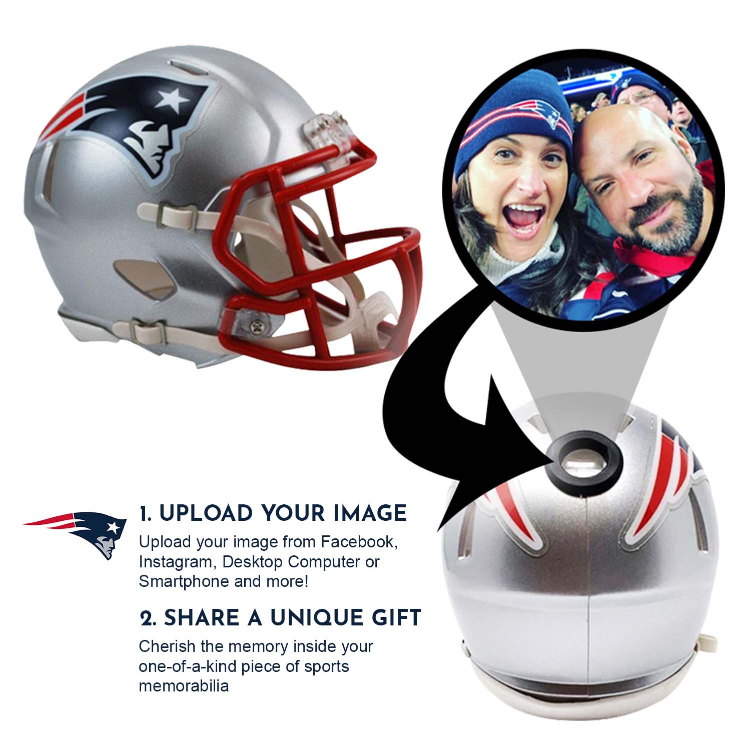 New England Patriots NFL Mini Helmet with Display Case - Perfect for Collectors, Sports Memorabilia & Man Cave Decor