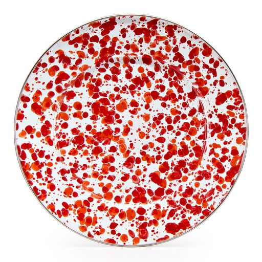 Vintage Sunset Swirl Enamel Dinner Plates - Set of 4, 10.5 Inch Durable Melamine Plates for Outdoor Picnics, Camping & Rustic Kitchen Decor