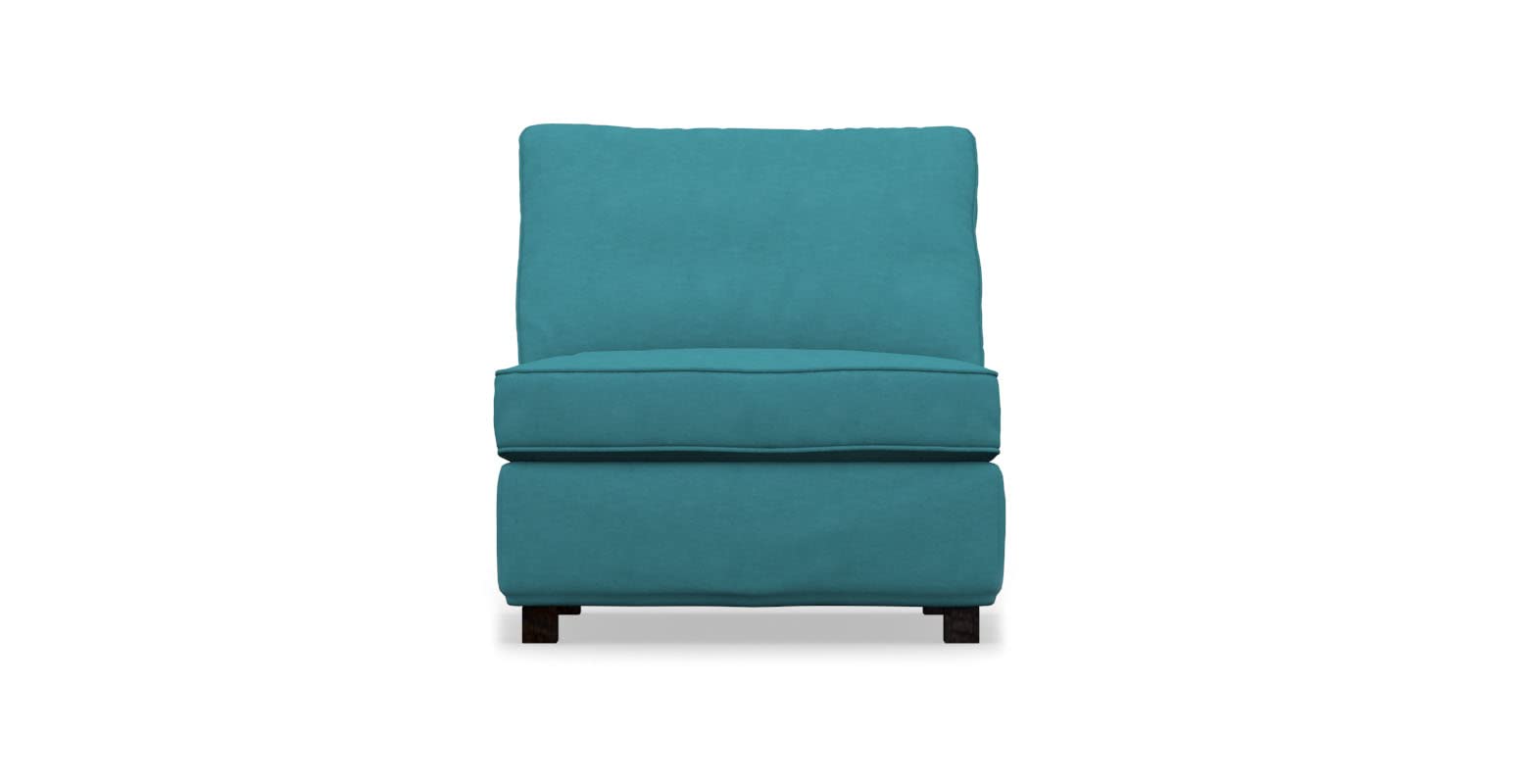 COMFORTLY KIVIK 1-Seat Sectional Slipcover Replacement - Handmade Velvet Blends Sofa Cover in Azur Blue | Perfect for Living Room, Dorm & Apartment Furniture Protection