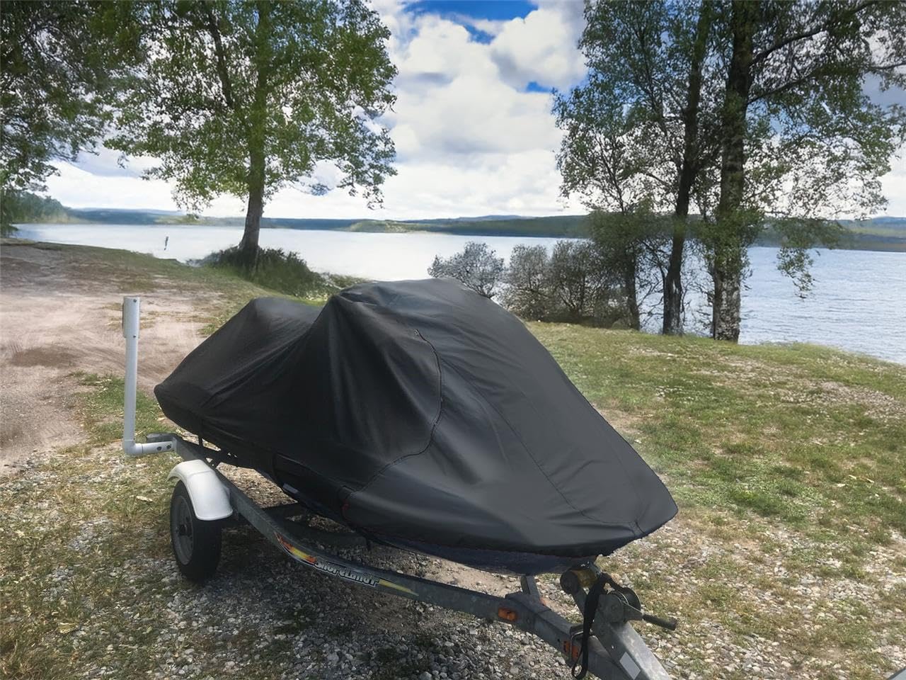 SBU Black Jet Ski Cover for Kawasaki STX-15F (2003-2020 Models) - Waterproof, UV-Resistant Protection for Outdoor Storage & Transport