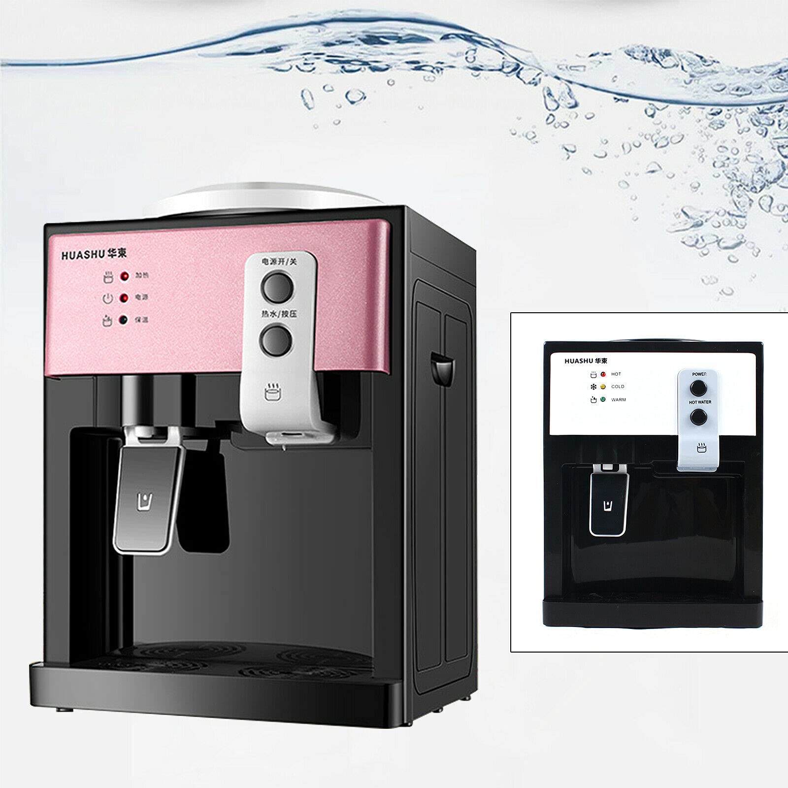Top Loading Countertop Water Dispenser 0.9-5 Gallons - Hot, Cold & Warm Water Cooler - Mini Desktop Drinking Machine for Office & Home (Pink) | Compact Electric Water Dispenser for Small Spaces