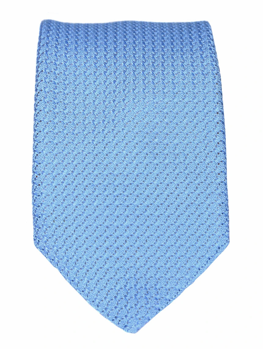 DÉCLIC Grenadine Weave Tie - Baby Blue Silk Necktie for Men | Perfect for Weddings, Business Meetings & Formal Events