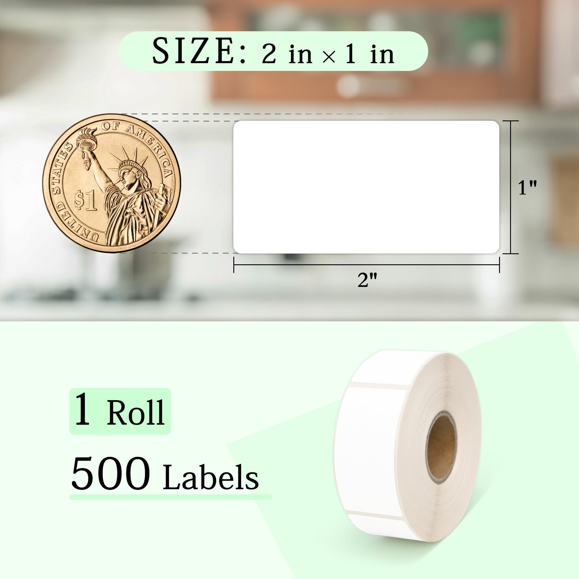 ESSENTIAL 500 Dissolvable Food Labels - 1 x 2 Inch Blank White Canning Labels for Food Storage, Mason Jars & Freezer Containers (1 Roll/500 Labels) - Perfect for Meal Prep, Pantry Organization & Home Canning