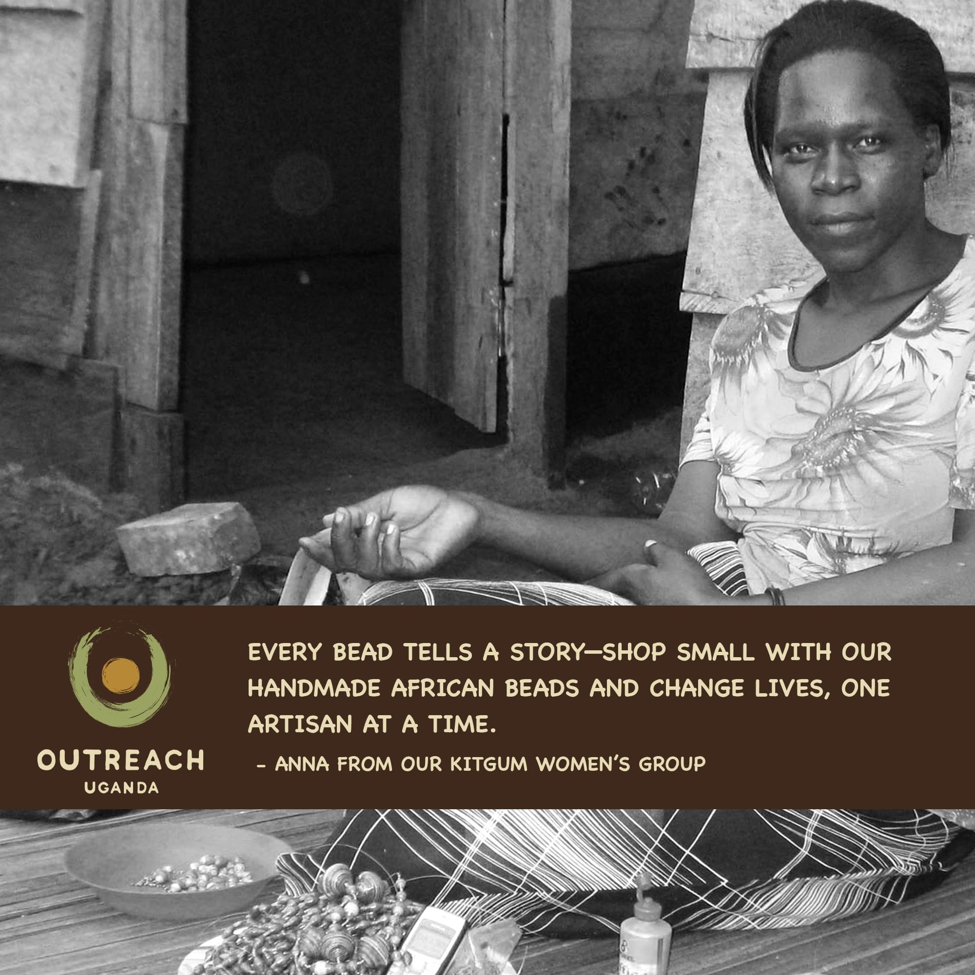Outreach Uganda Stretch Bracelet - Black and Gold Striped Recycled Paper Beaded Bracelet - Handmade Eco-Friendly Fair Trade Jewelry - Unique Gift for Women, Men - Perfect for Casual Wear, Boho Style & Ethical Fashion