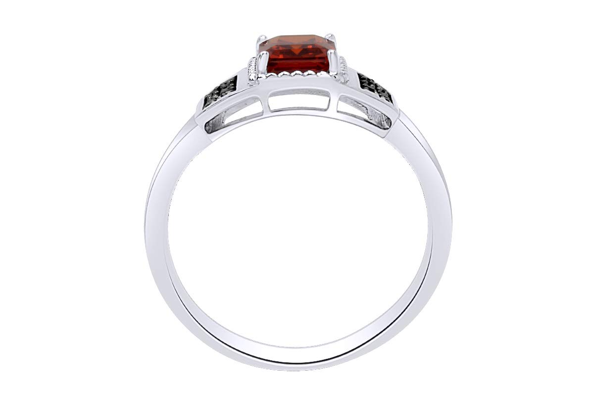 3.16 Ct Emerald Cut Simulated Garnet & Black Spinel Men's Wedding Band Ring - 14k Gold Plated Sterling Silver Jewelry for Men - Perfect Gift for Anniversary, Engagement & Special Occasions