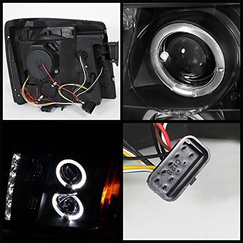 AKKON Black Halo DRL LED Strip & HID Projector Headlights for Cadillac Escalade - Upgrade Daytime Running Lights & Night Visibility (Perfect for Off-Roading, Night Driving & Custom Car Mods)