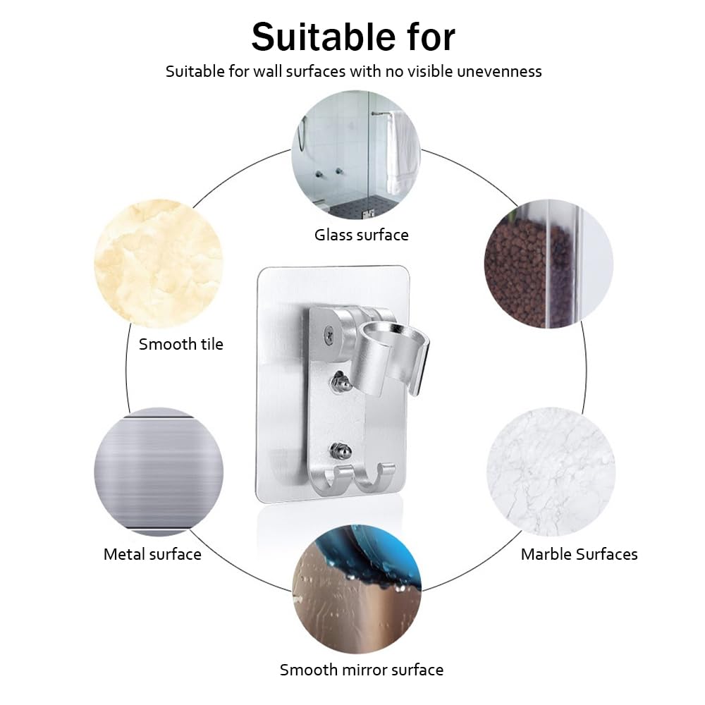 Self-Adhesive Adjustable Shower Head Holder - Wall Mount Handheld Shower Bracket for Bathroom & Bathtub - Perfect for Space-Saving Shower Organization