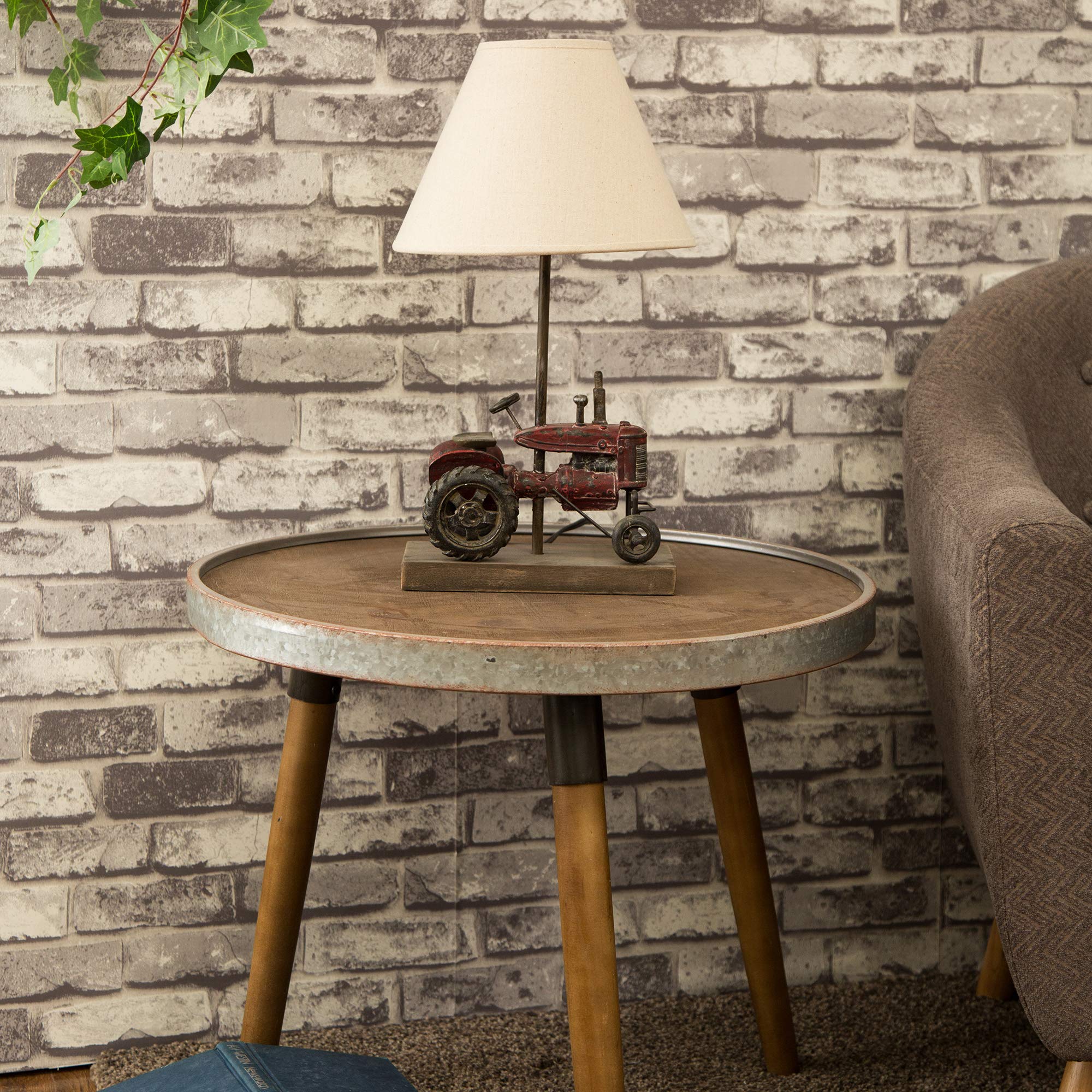 Farmhouse Style eUty Table Lamp with Burlap Shade - Rustic Tractor Design for Living Room, Bedroom & Nursery - Perfect for Boys, Girls & Home Decor