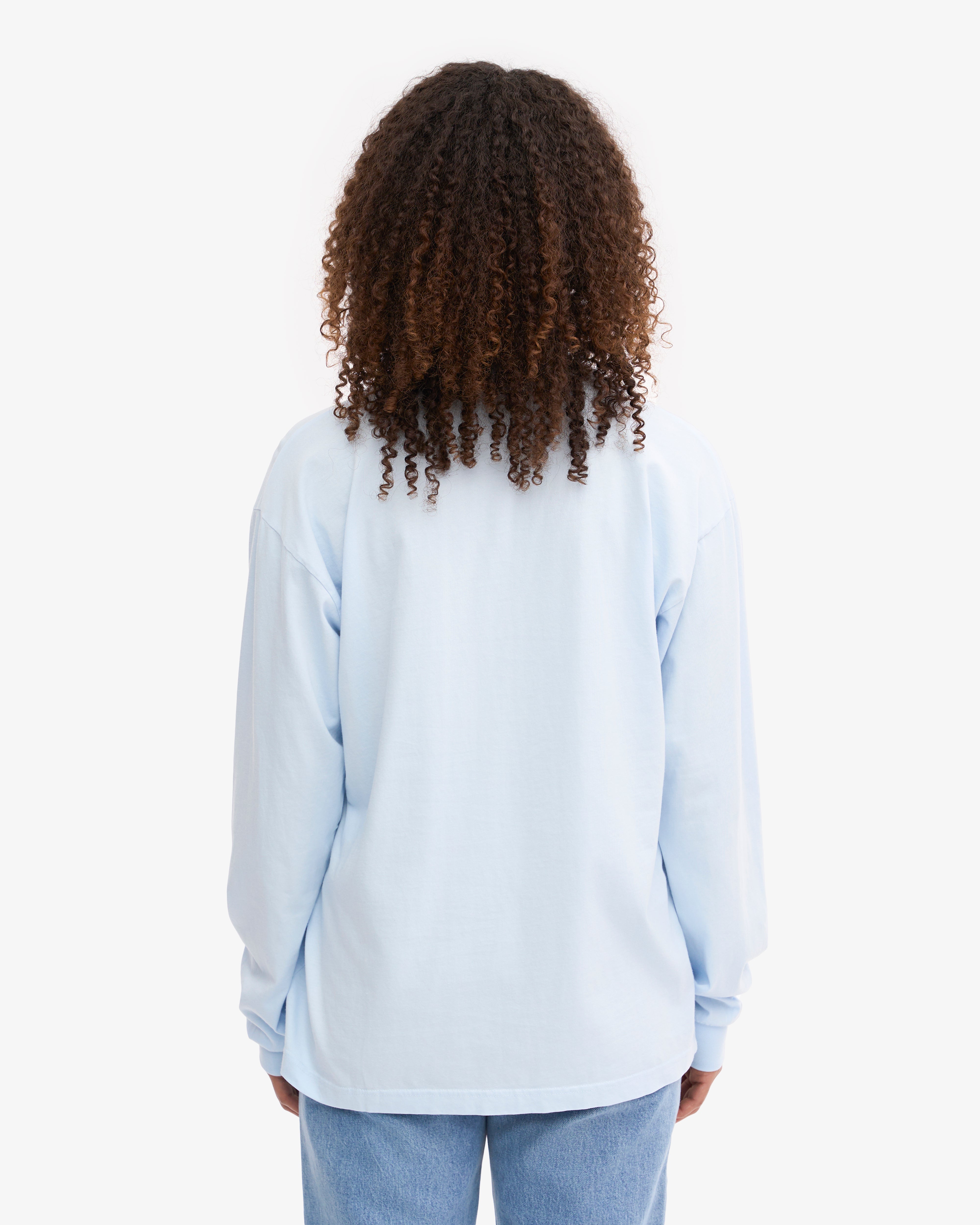 Oversized Organic Long Sleeve T-Shirt for Women - Soft Polar Blue Cotton Tee - Loose Fit Casual Shirt for Everyday Wear, Lounge & Street Style