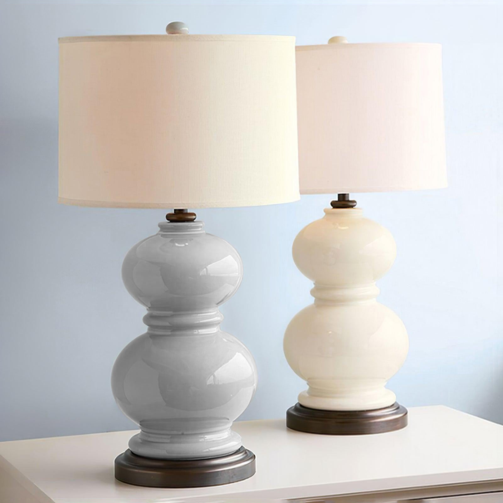 Handmade Ceramic Gourd Table Lamp - Modern Boho Home Decor for Living Room, Bedroom & Office - Warm Ambient Lighting for Cozy Spaces