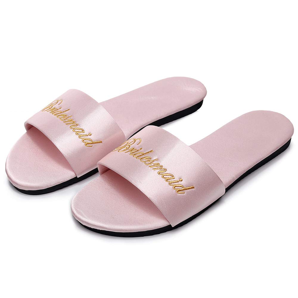 FAYUEKEY Women's Silk Satin Bridal Slippers - Elegant Wedding Party Shoes for Bride & Bridesmaids (Perfect Gift for Bridal Shower, Bachelorette Party & Honeymoon)