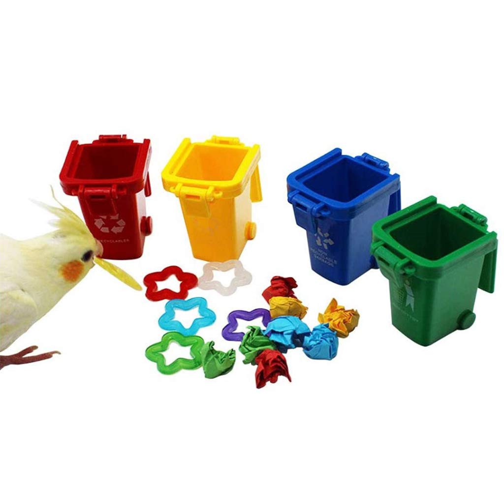 4-Piece Mini Trash Can Set - Small Garbage Bin for Peony Parrot Intelligence Training | Perfect for Bird Cages, Pet Training & Home Organization