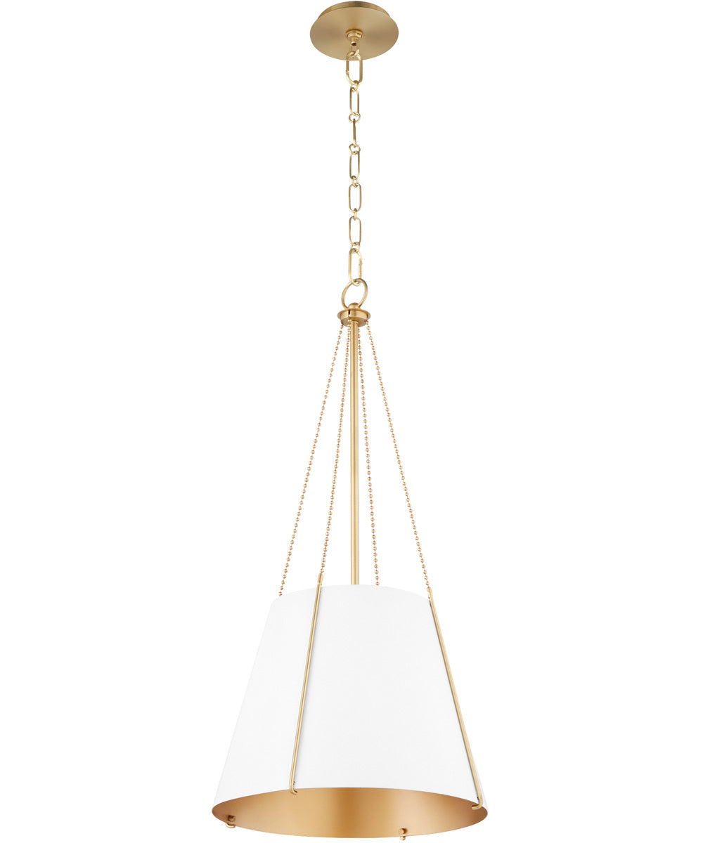 1 Light Pendant Studio White with Aged Brass Finish - Modern Ceiling Light Fixture for Living Room, Kitchen, or Dining Area