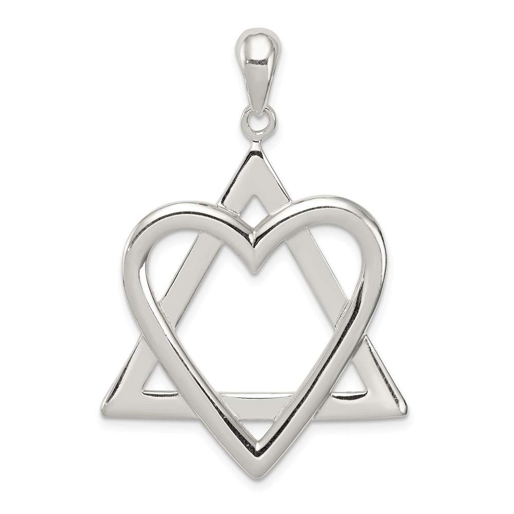 Roy Rose Jewelry Sterling Silver Star of David Heart Pendant Necklace - Elegant Jewish Jewelry Gift for Women, Perfect for Hanukkah, Bat Mitzvah & Everyday Wear