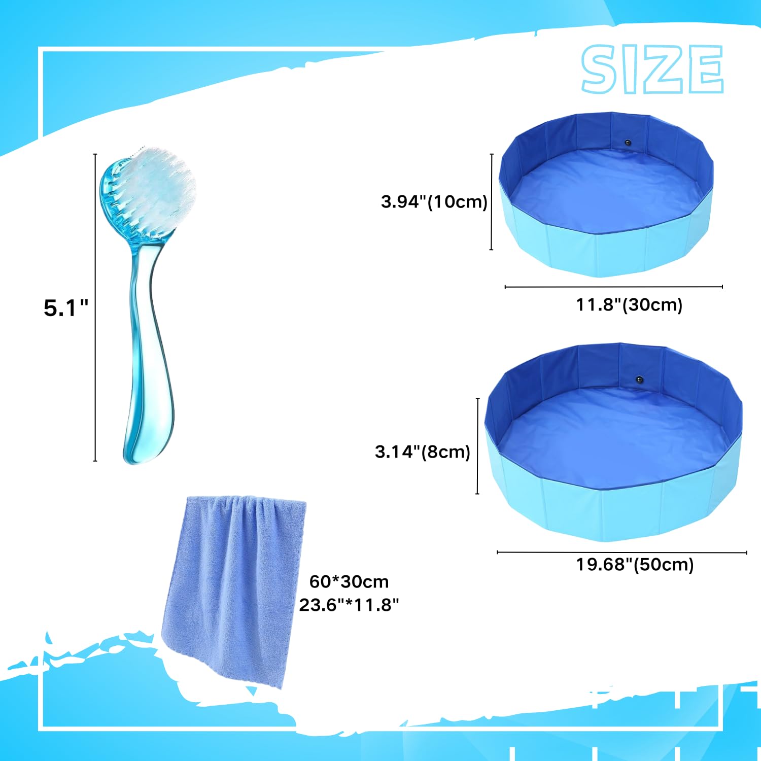 Foldable Reptile Bathtub with Brush & Towel - for Bearded Dragons, Turtles, Hedgehogs - Pet Cleaning & Relaxation