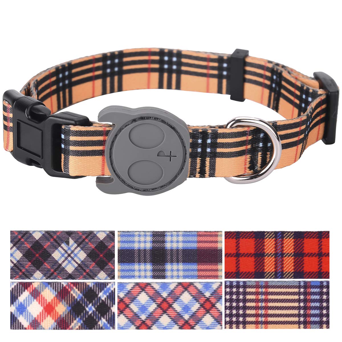 Premium Adjustable Dog Collar - Durable Heavy Duty & Soft Tartan Plaid Design for Puppies, Adults - Perfect for Indoor & Outdoor Use - Walking, Training, Grooming & Daily Wear
