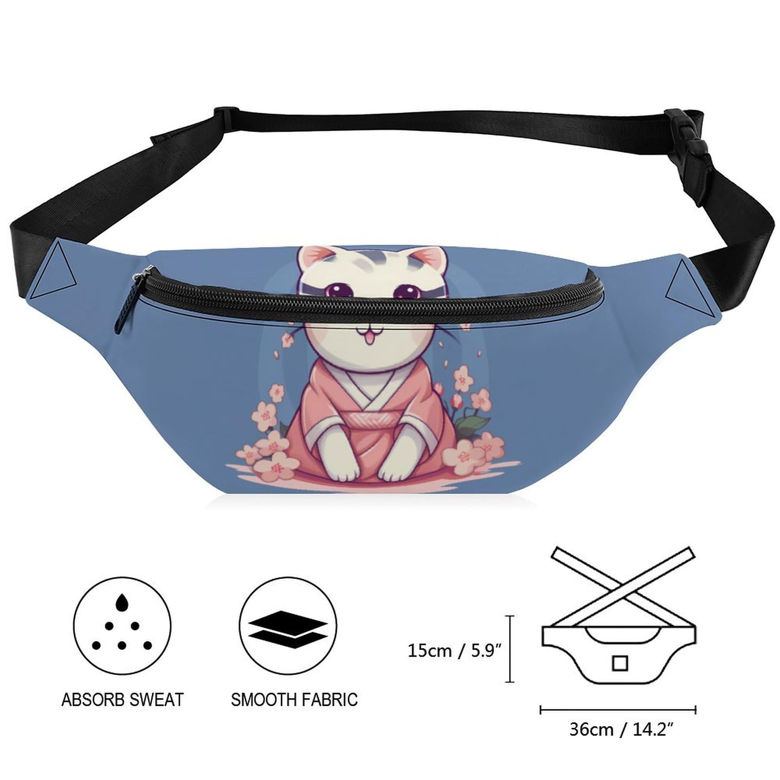 Stylish Japanese Cat Waist Bag - Adjustable Crossbody Pouch for Women & Men | Perfect for Travel, Shopping & Outdoor Activities