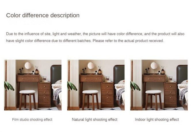Premium Black Walnut Solid Wood Dressing Table with Cabinet - Elegant Vanity Desk for Bedroom, Makeup Station & Home Decor