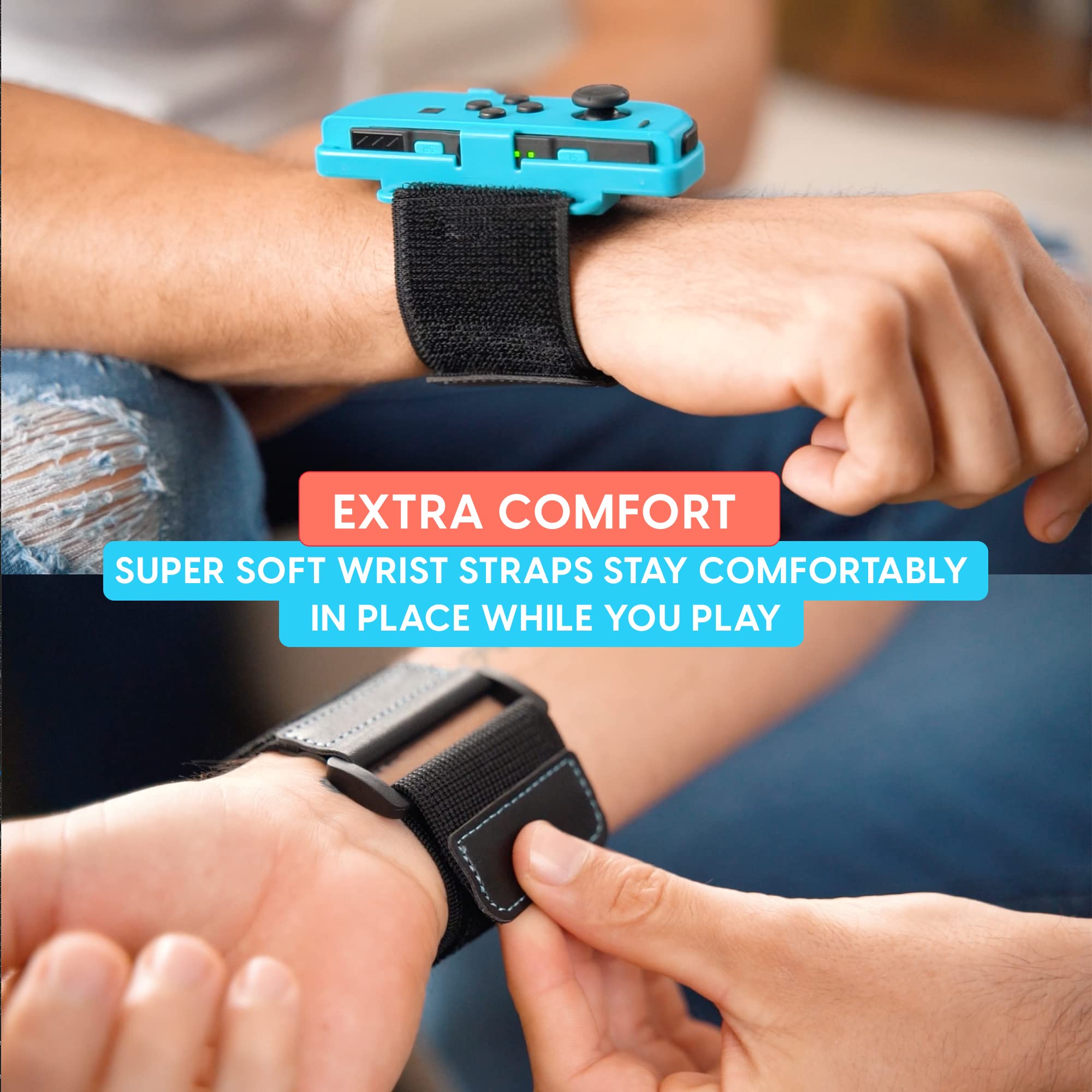 TalkWorks Adjustable Wrist Band Straps for Nintendo Switch Joy-Con Controllers - Compatible with Just Dance 2023, 2022, 2021, 2020, 2019, 2018, 2015 - Ergonomic Gaming Accessories for Dance Games, Fitness Workouts & Active Play