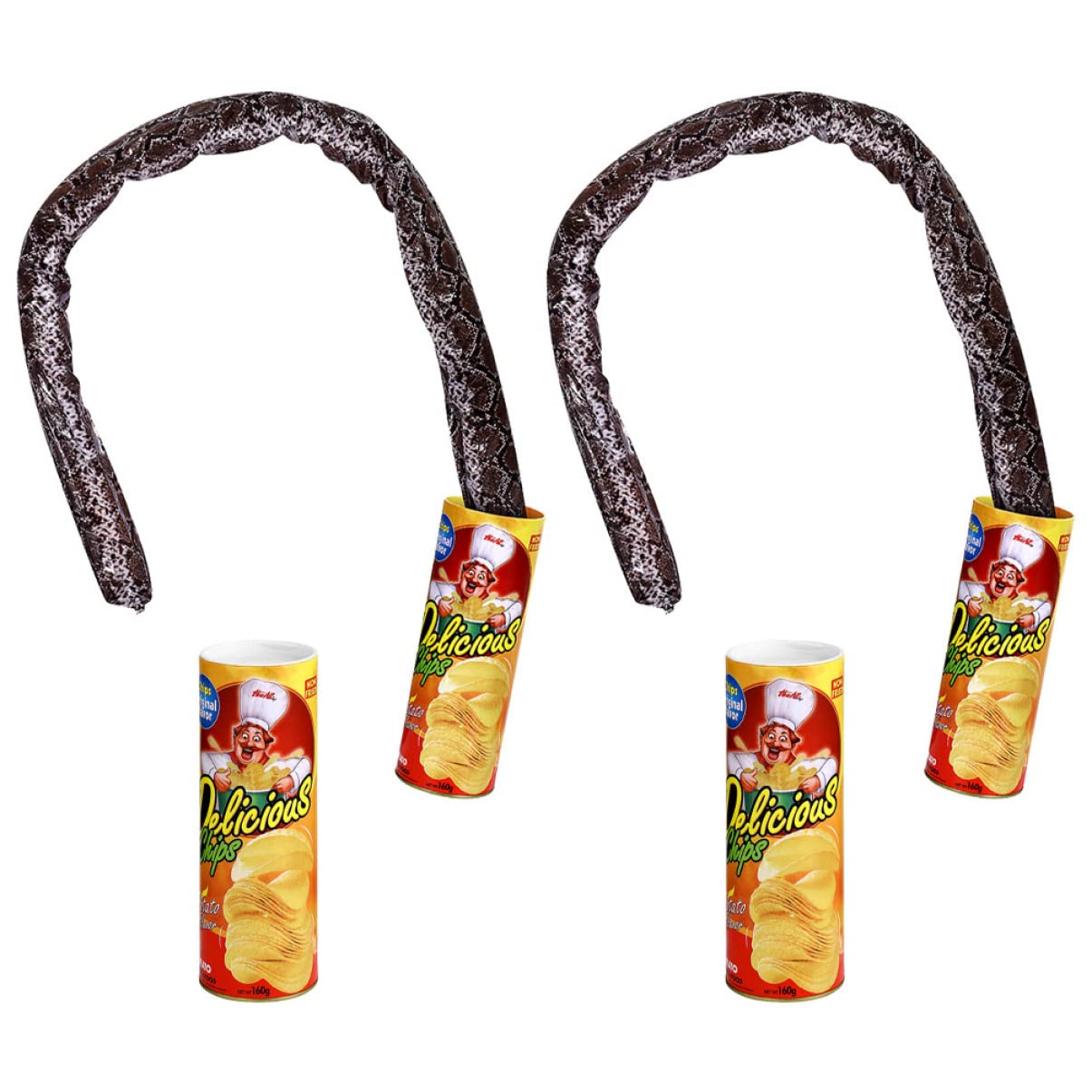 TOYANDONA 4pcs Prank Potato Chip Can Snake Toy - Funny Jumping Snake Prank Gag Gift for Jokes & Scares - Perfect for Halloween, April Fools, and Office Pranks