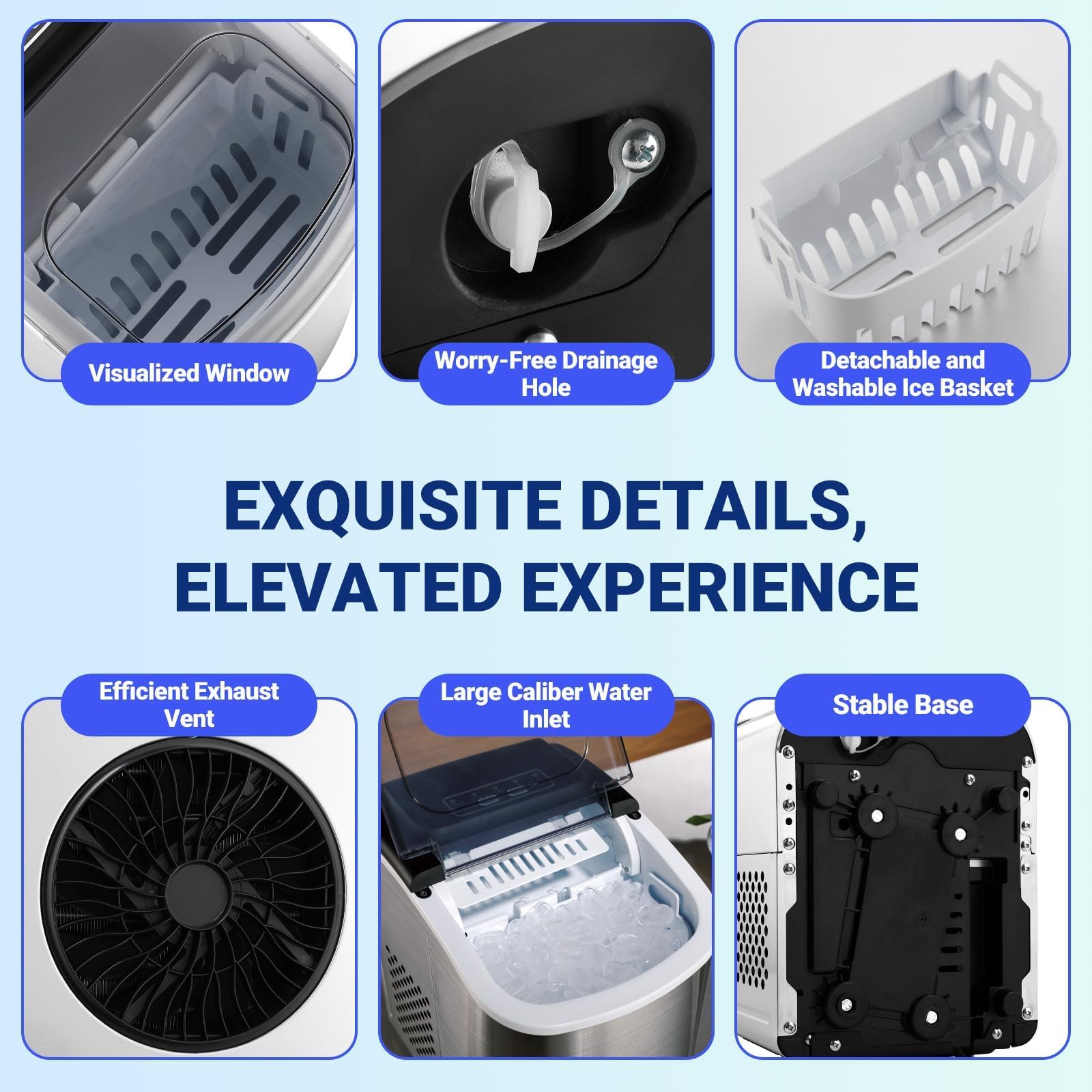 Portable Countertop Ice Maker Machine - 26lbs/24Hrs, Makes 9 Ice Cubes in 6 Minutes, Self-Cleaning with Ice Basket & Scoop - Perfect for Home, Kitchen, Office, Camping, RV & Outdoor Parties
