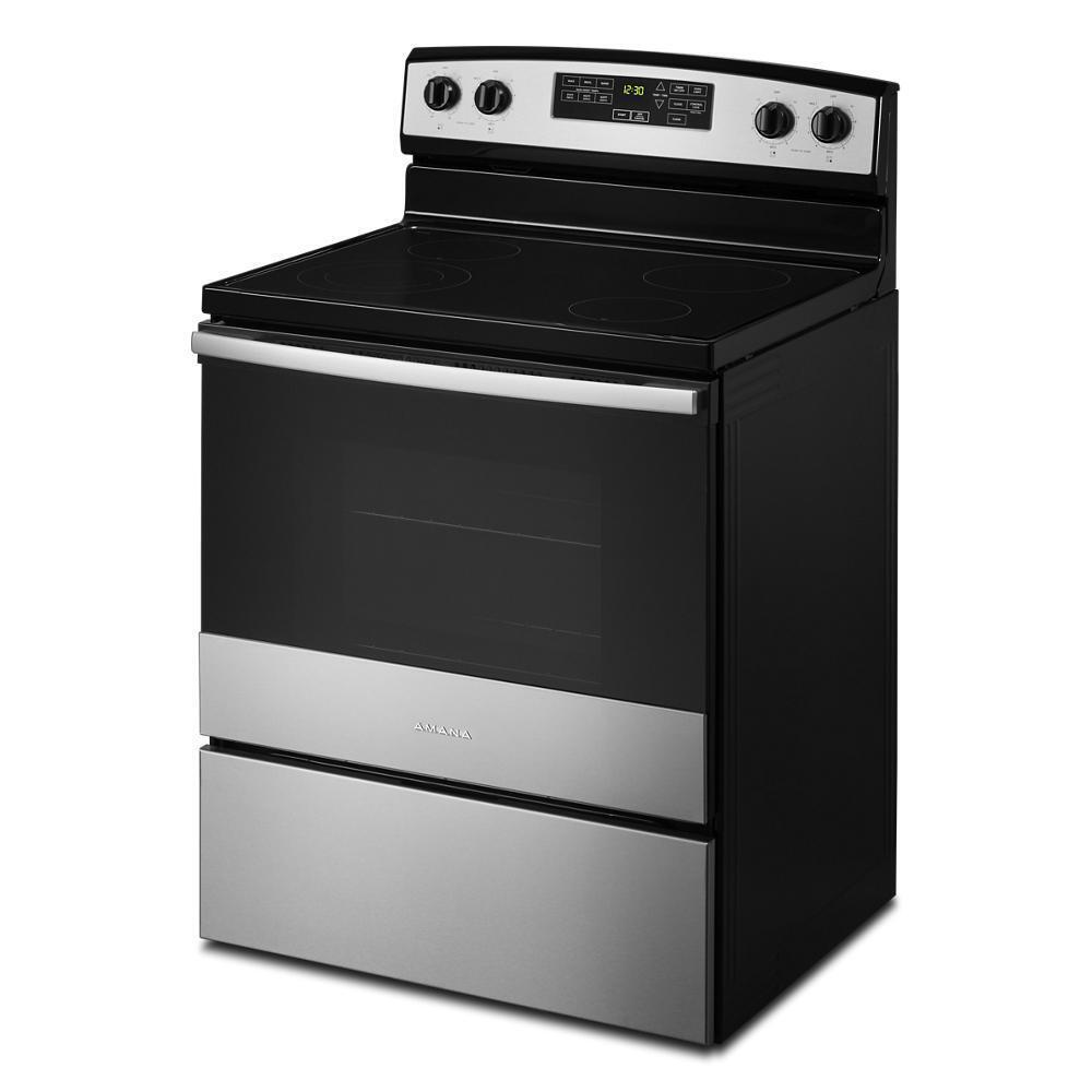 Amana AER6603SMS 30 Inch Electric Range with Extra Large Oven Window - Perfect for Baking, Roasting & Family Cooking in Modern Kitchens