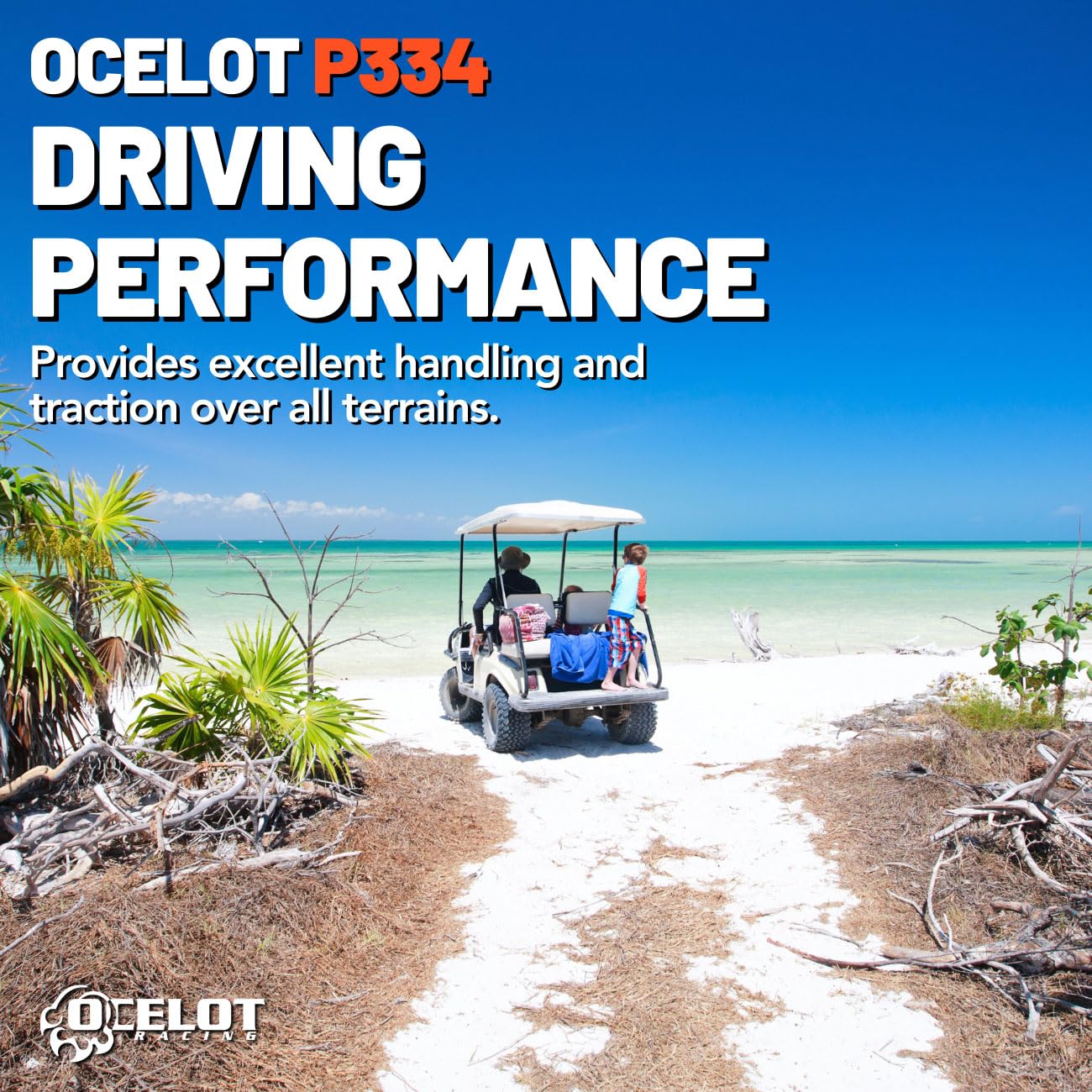 Ocelot P334 22x11-10 All Terrain Golf Cart Tires - 4-Ply Rated Utility & Mud Tires with 15.5mm Tread Depth for Off-Road & Golf Course Use - Perfect for Golf Carts, ATVs & Utility Vehicles