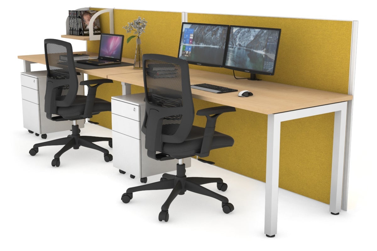 Horizon Quadro 2-Person Office Workstation with Square Legs - 1600L x 700W Dimensions - Perfect for Shared Workspaces & Collaborative Office Environments