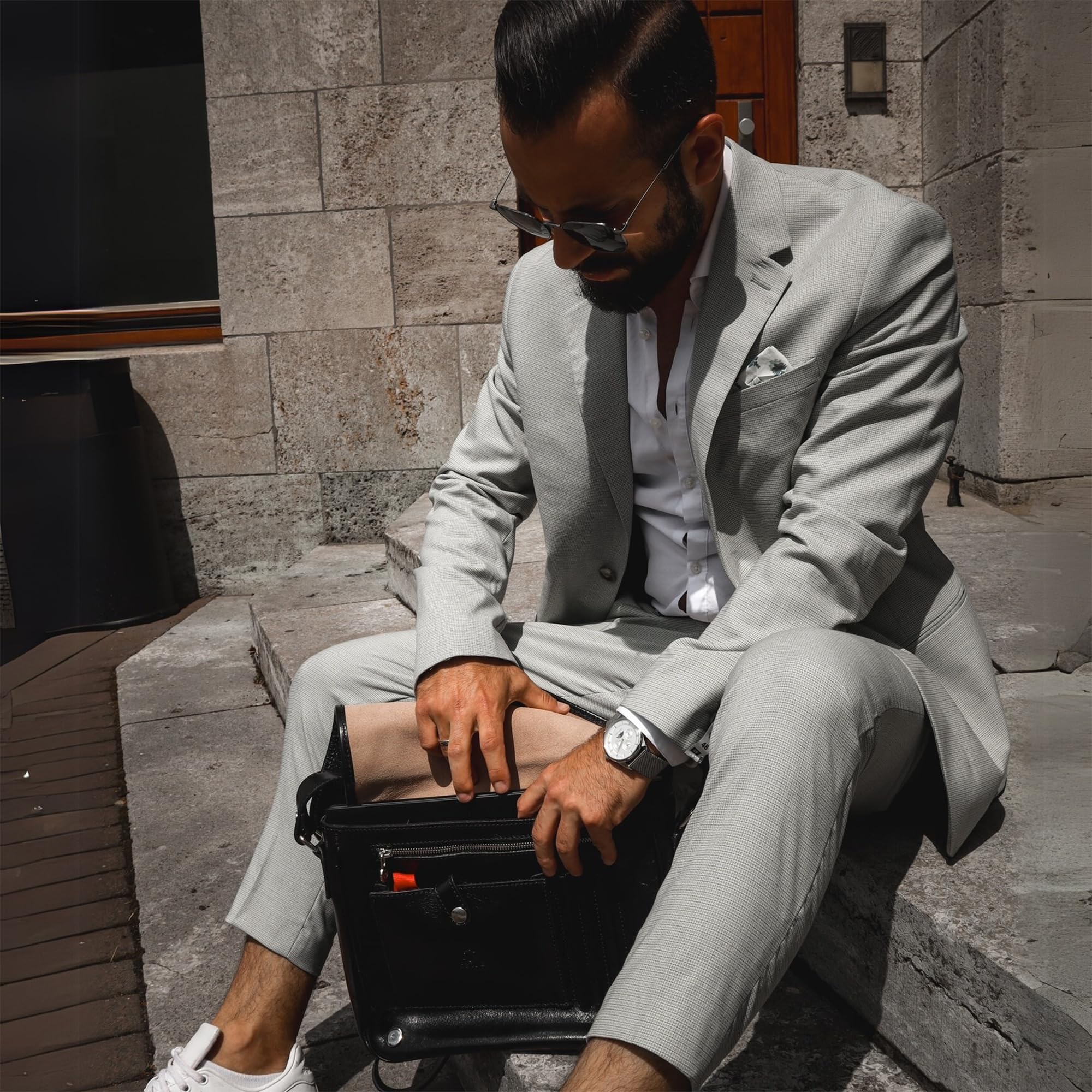 Premium Italian Leather Messenger Bag for Men - Handmade Crossbody Shoulder Bag with Time-Resistant Quality | Perfect for Business, Travel & Daily Commute