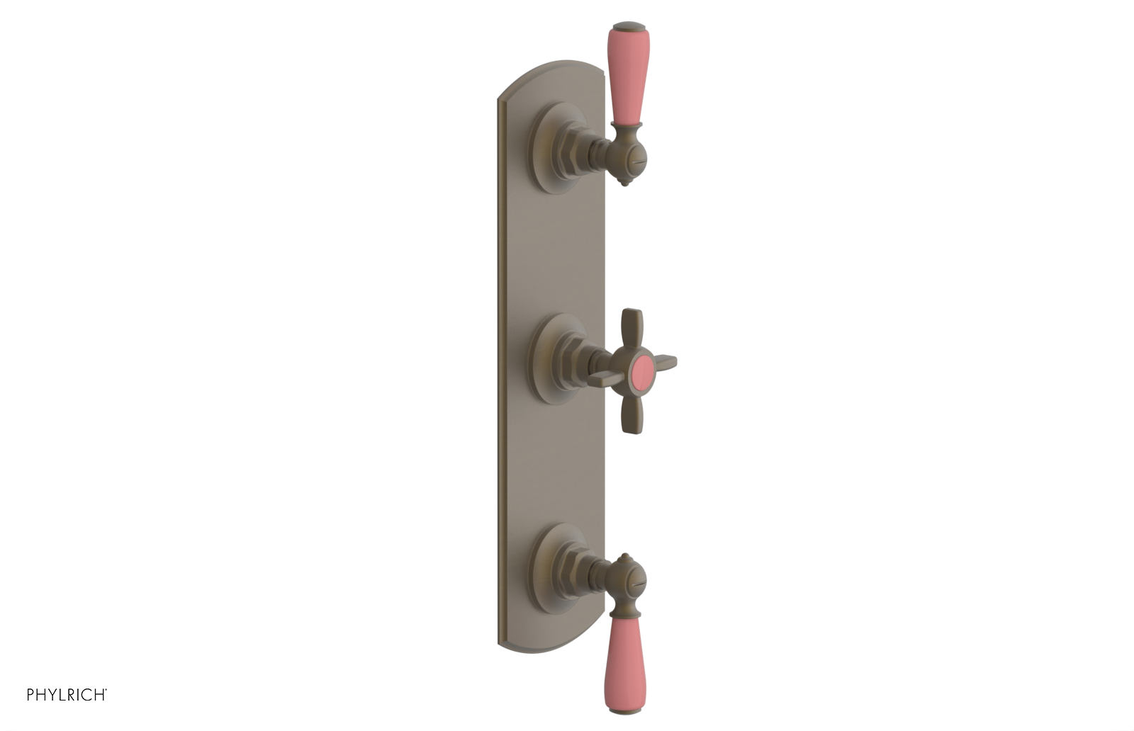 Jamestown Thermostatic Shower Valve with Dual Volume Control - Pink Accented Bathroom Fixture for Modern & Vintage Bathroom Renovations