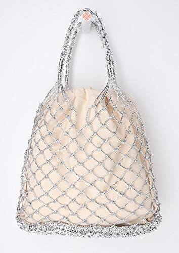 Women's Beach Tote Bag with Handle Ring - Lightweight Fishing Net Shoulder Bag for Summer Travel, Pool, Picnic & Outdoor Activities