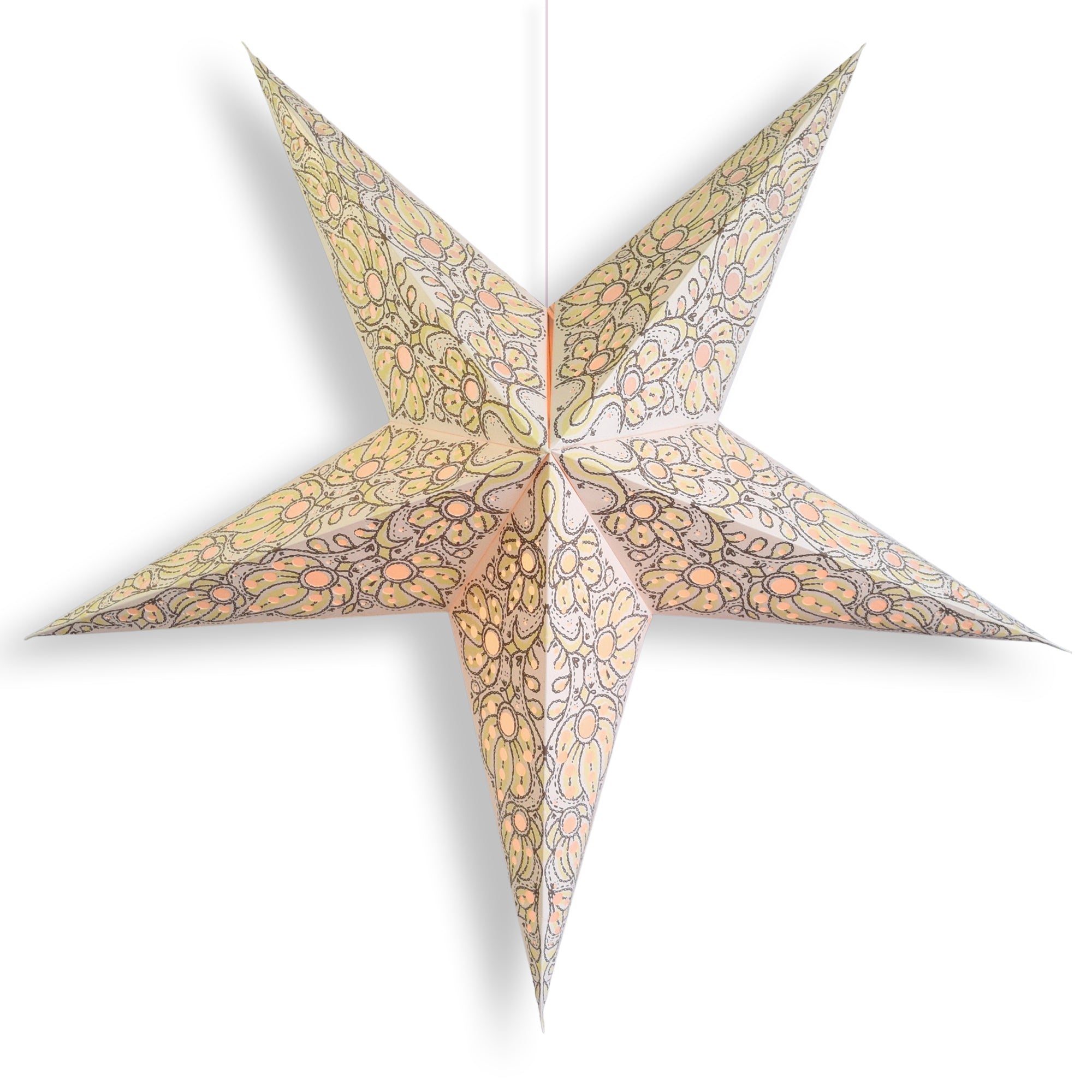 24 Inch White Solar Burst Paper Star Lantern - Decorative Hanging Light for Indoor/Outdoor Parties, Weddings & Home Decor