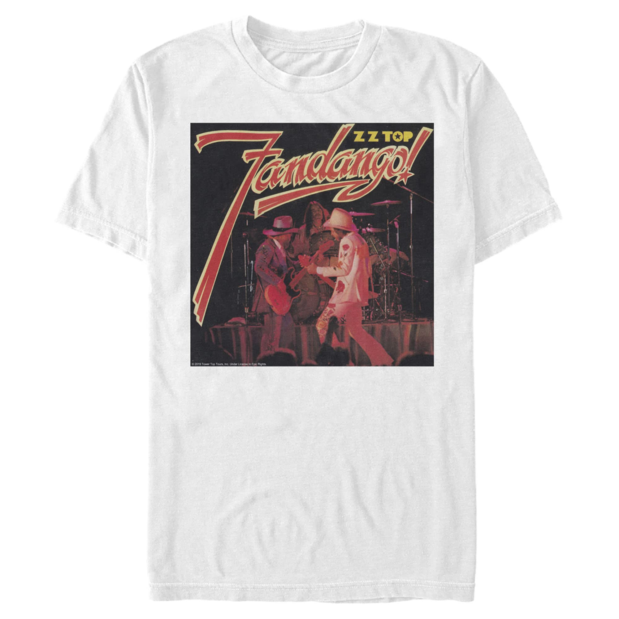 ZZ TOP Fandango Graphic T-Shirt for Men - White Cotton Tee - Large Size - Perfect for Concerts, Casual Wear & Rock Music Fans