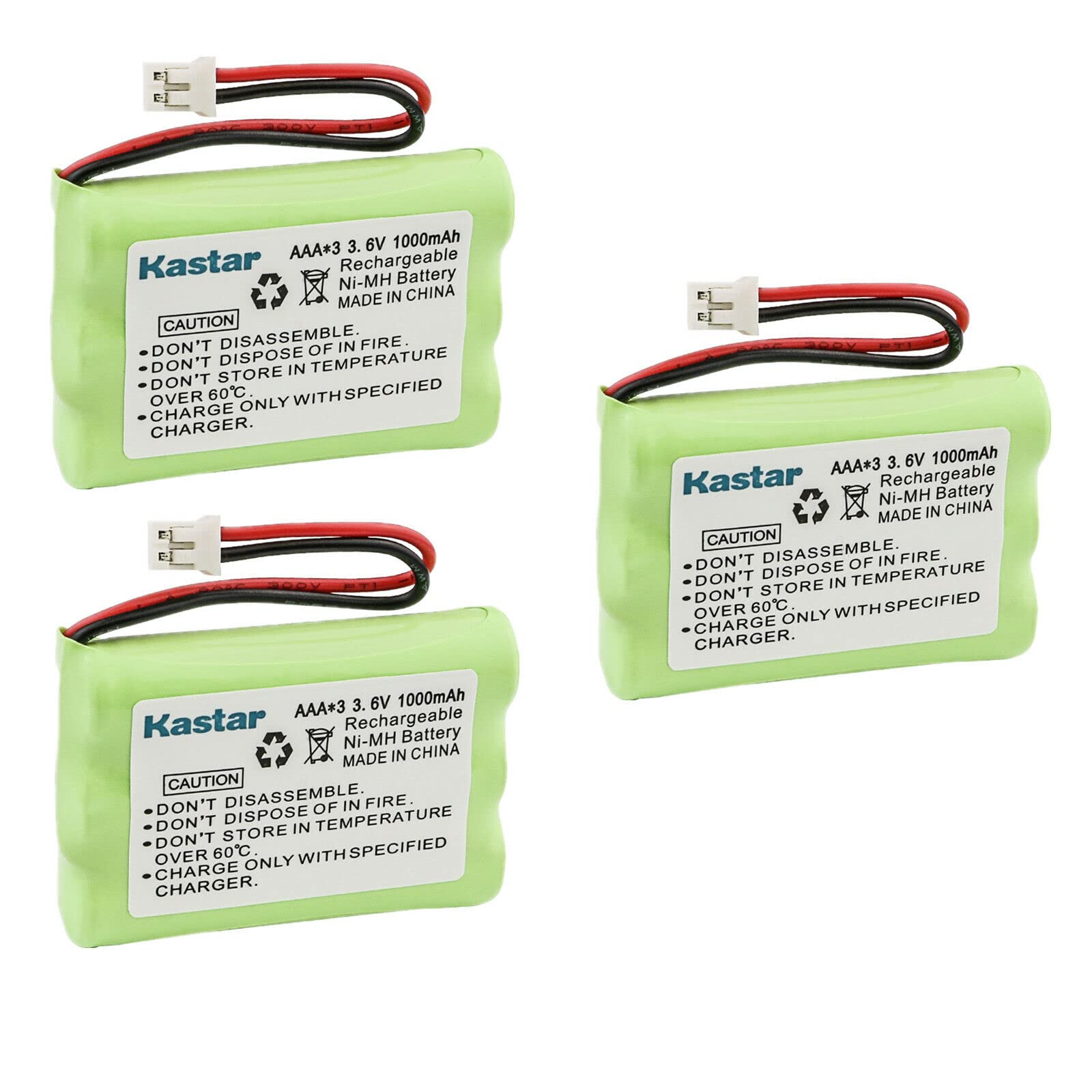 Kastar 3-Pack 3.6V 1000mAh Ni-MH Rechargeable Batteries for Motorola Baby Monitor MBP843CONNECT/MBP853CONNECT Series - Perfect for Continuous Baby Monitoring & Home Security Use