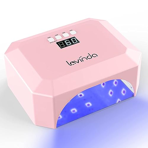 Lavinda 56W UV LED Cordless Nail Lamp - Professional Rechargeable Gel Polish Dryer with Removable Metal Base & Large Curing Space (Pink) | Perfect for Home Manicures, Salon Nail Art & Mobile Nail Technicians