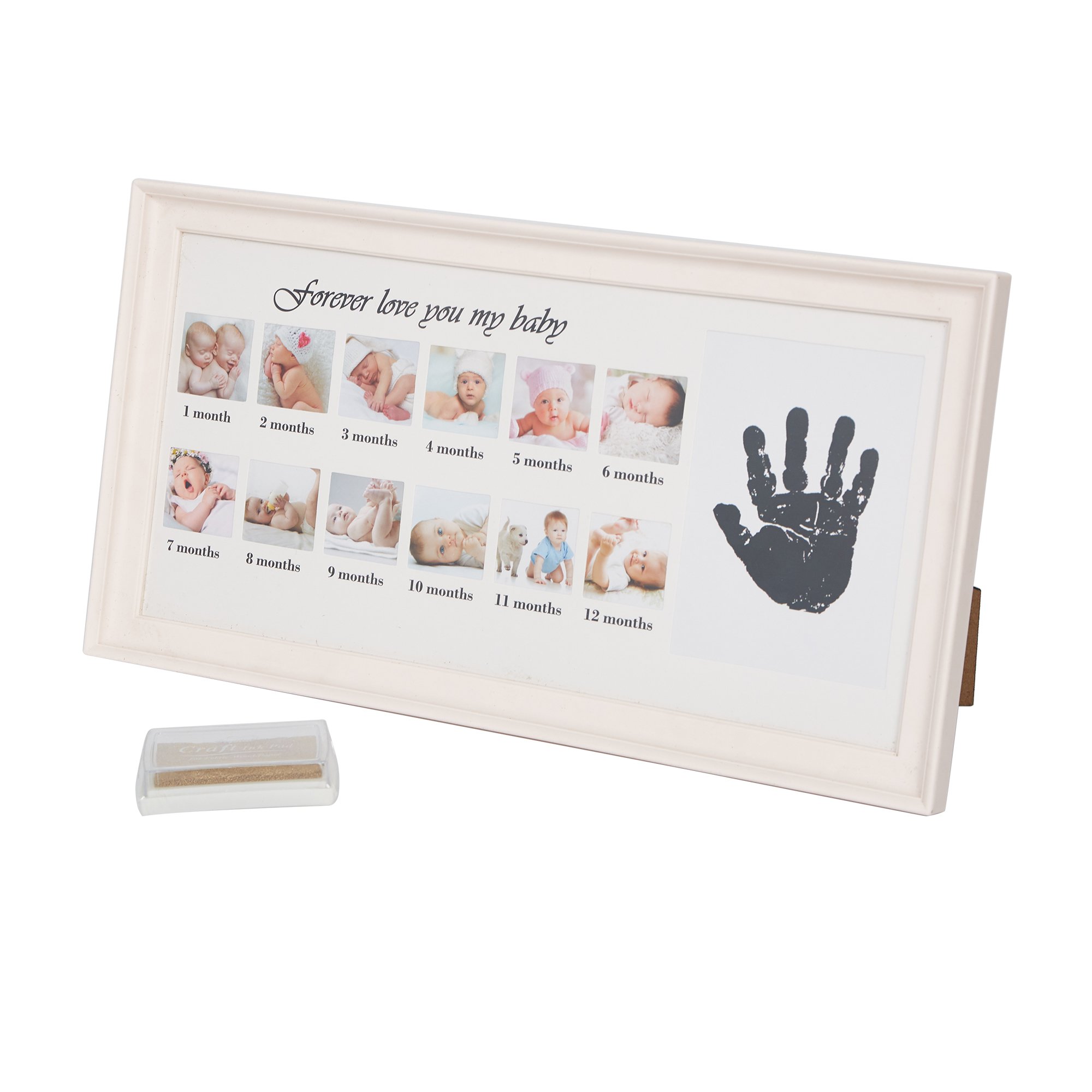 Baby Handprint and Footprint Photo Frame - Wall or Desk Display - Perfect Baby Shower Gift for Newborns & Parents - Nursery Decor, Christening Keepsake, First Birthday Present