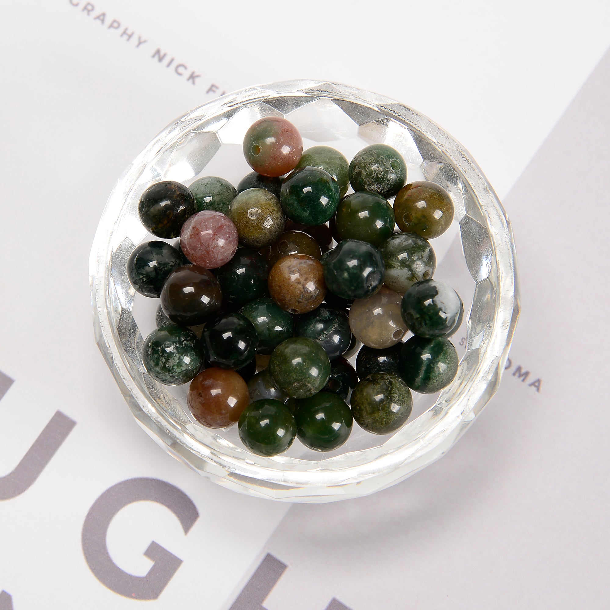 Natural Indian Agate Smooth Round Beads 4mm 6mm 8mm 10mm - 15.5 Inch Strand for Jewelry Making, DIY Bracelets, Necklaces & Healing Crystal Crafts