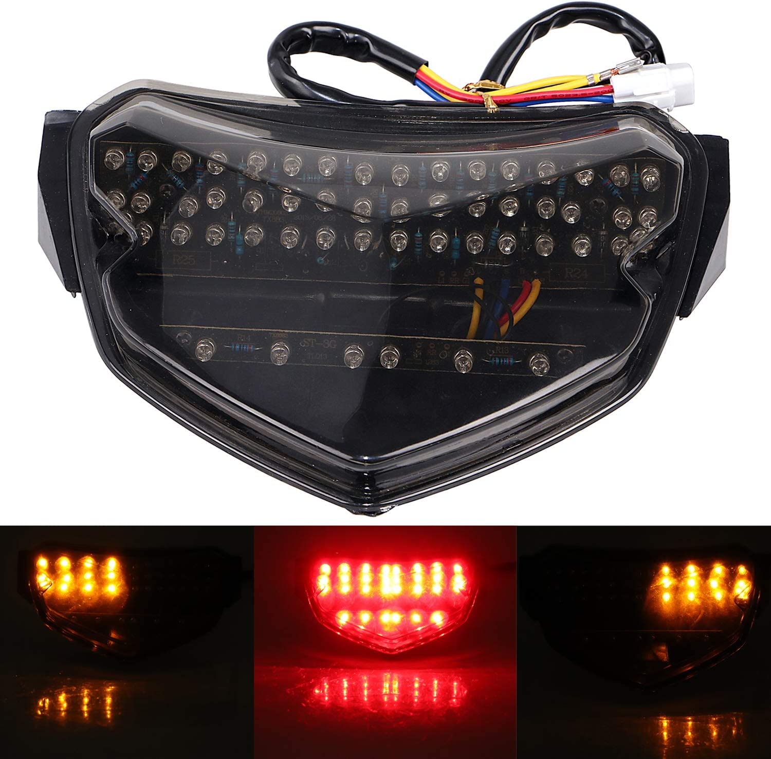 Smoke Turn Signals LED Rear Brake Tail Lights with Integrated Indicators for Suzuki GSXR 600 750 2004-2005 Motorcycle - High Visibility Safety Lights for Night Riding & Custom Bike Builds