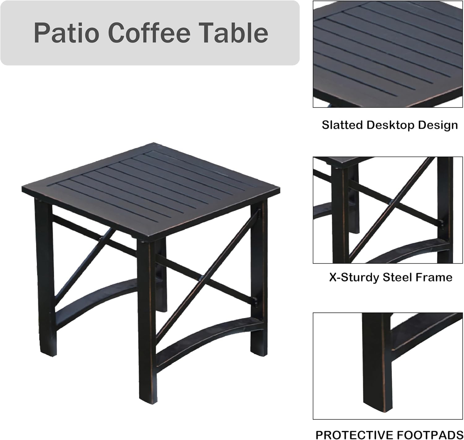 LOKATSE HOME 3-Piece Outdoor Patio Furniture Set - Metal Bistro Chairs with Cushions & Table in Blue | Perfect for Garden, Backyard, Poolside & Balcony Relaxation