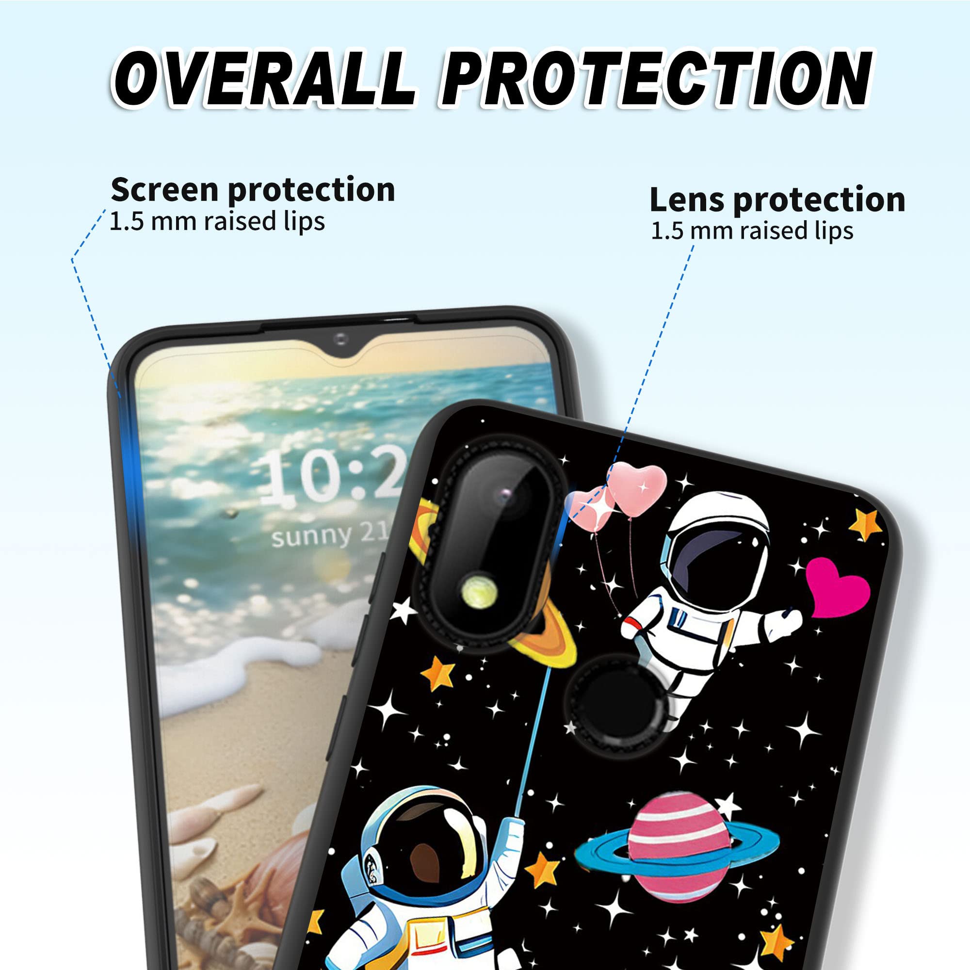 RYUITHDJP Astronaut Cute Theme Phone Case for Hot Pepper Chilaca 6.5 Inch - Soft TPU Protective Cover with Detachable Stand & Screen Protector | Perfect for Everyday Use, Work, and Travel