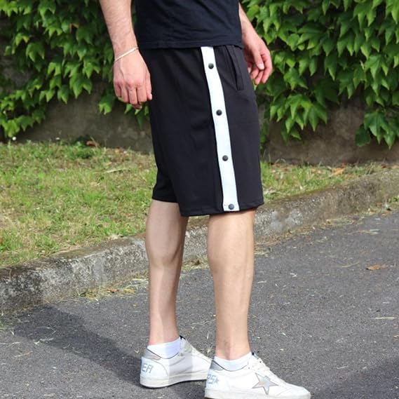 Post Surgery Adaptive Tear Away Shorts for Men - Wide Leg Snap Loose Fit Comfort Shorts for Recovery & Physical Therapy