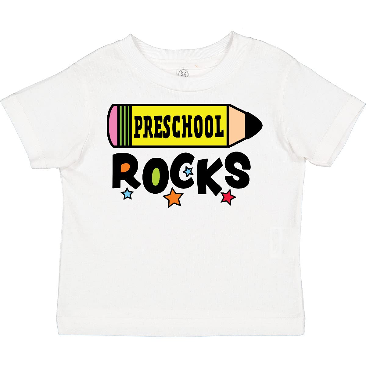 Inktastic Preschool Rocks with Pencil and Stars Toddler T-Shirt - Cute Graphic Tee for Boys & Girls - Perfect for School, Playdates & Everyday Wear