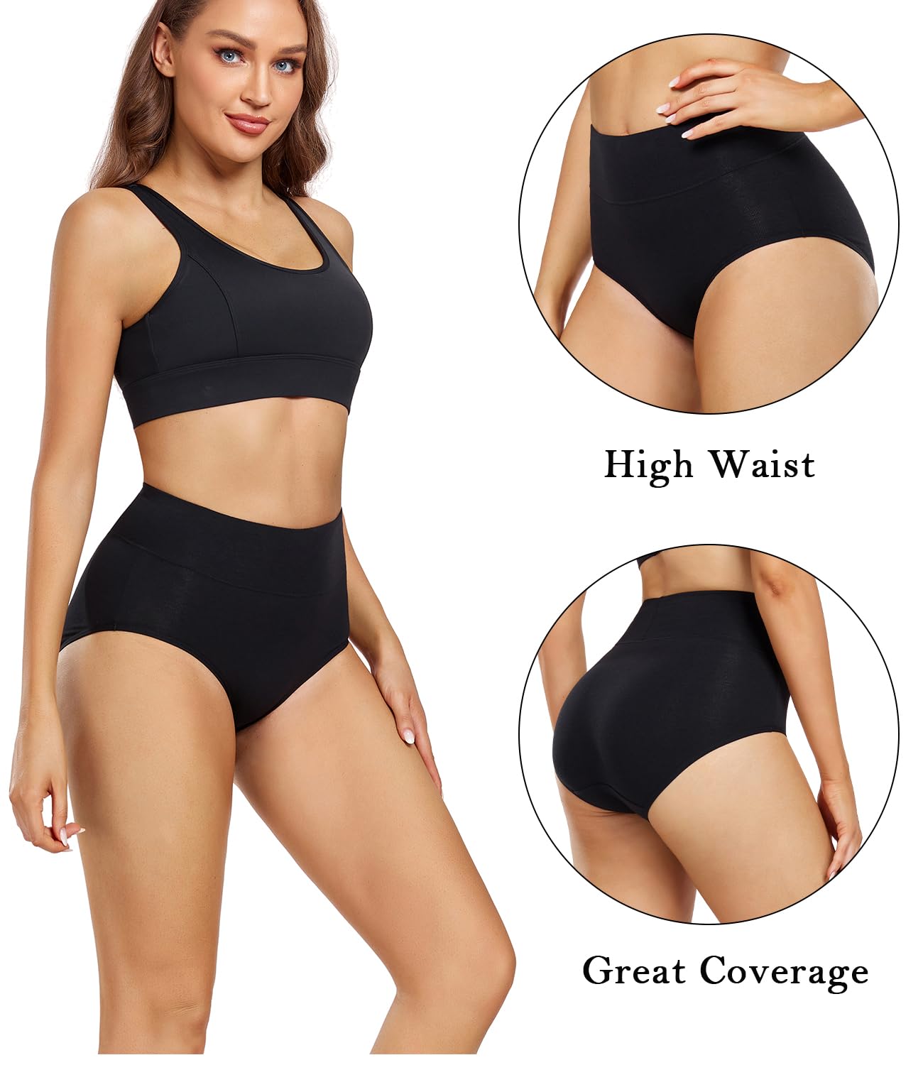 wirarpa Women's High Waisted Cotton Underwear - Postpartum Briefs Full Coverage Panties 4 Pack - Soft Comfortable Maternity & Postpartum Underwear for Everyday Wear