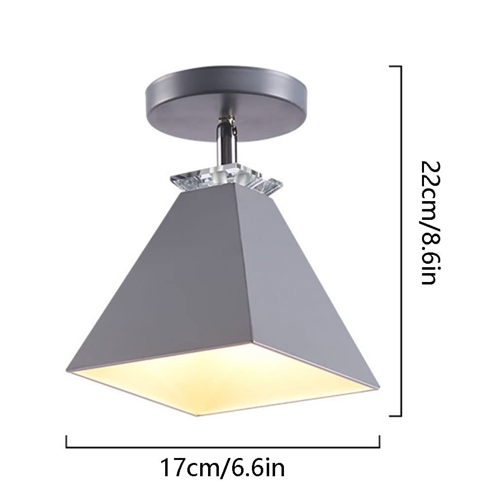 Macaron Ceiling Light - Industrial Chandelier with Metal Shade, Semi Flush Mount Lighting Fixture, Nordic Style for Hallway, Corridor & Aisle - Perfect for Dining Room, Bedroom & Living Room Decor