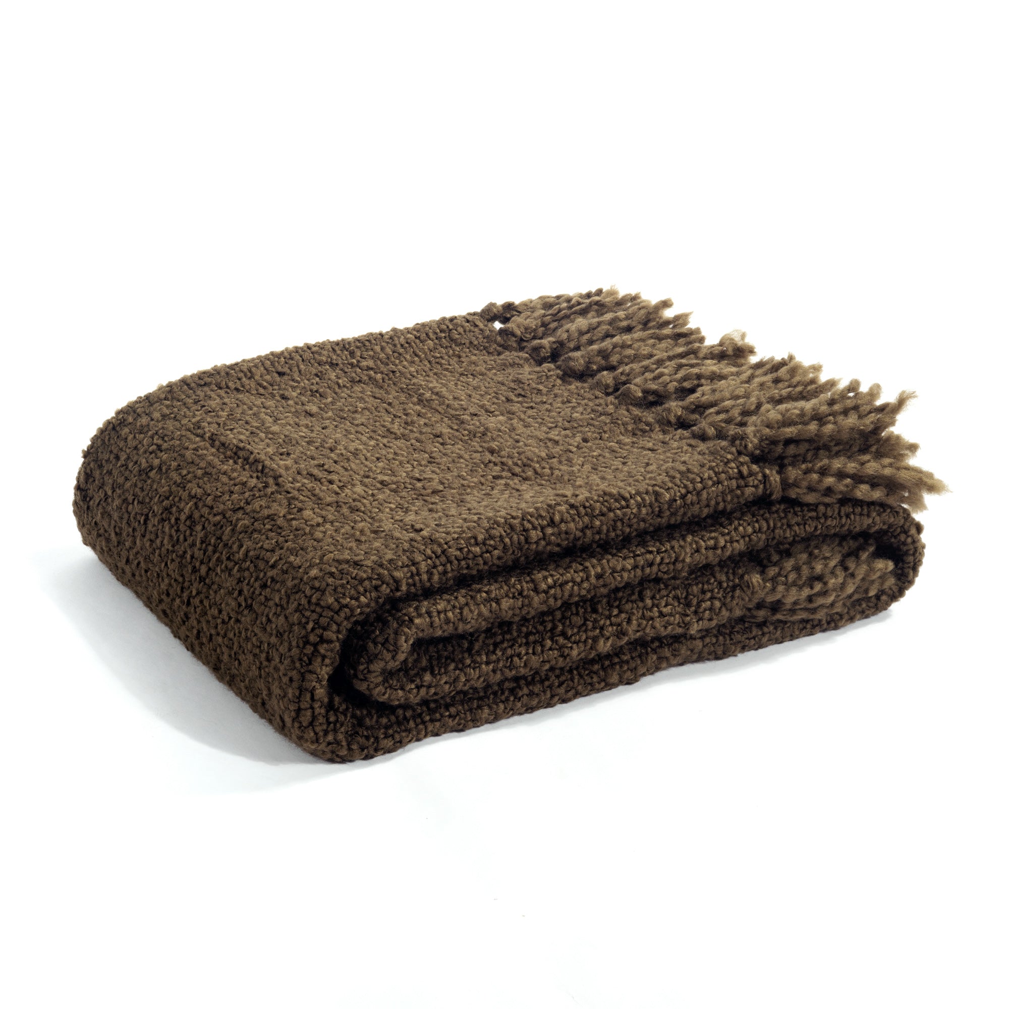 Tulum Boucle Textured Woven Fringed Throw Blanket - Soft Cozy Knit Blanket for Couch, Bed & Sofa - Perfect for Living Room, Bedroom & Home Decor