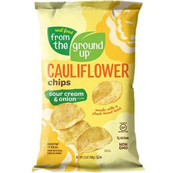 From the Ground Up Cauliflower Potato Chips Sour Cream & Onion 100g - Healthy Low Carb Snack for Keto Diet, Weight Loss & On-the-Go Lifestyle