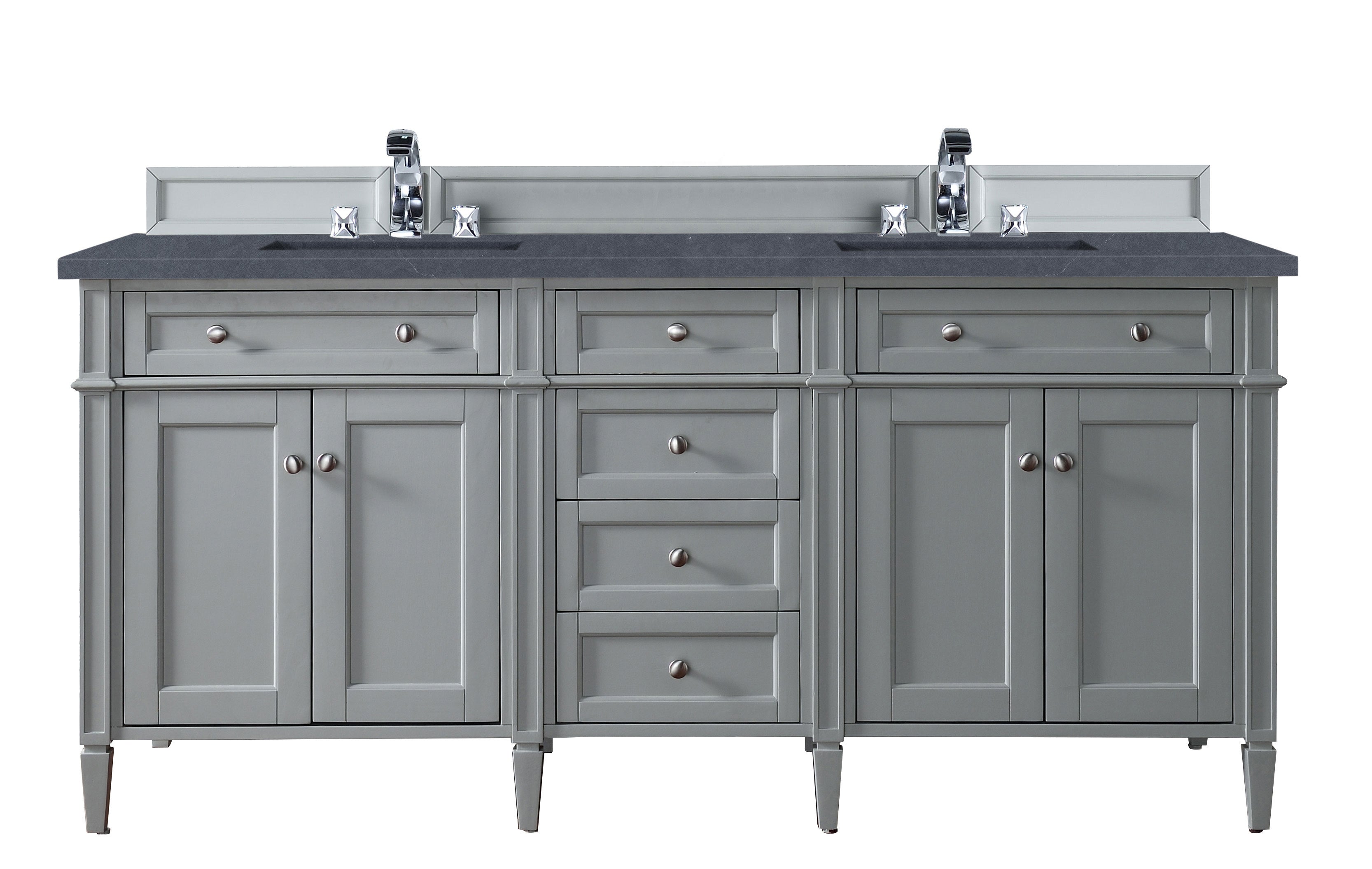 Brittany 72 Inch Urban Gray Double Bathroom Vanity with 3CM Charcoal Soapstone Quartz Countertop - Perfect for Modern Master Bathrooms and Luxury Home Renovations