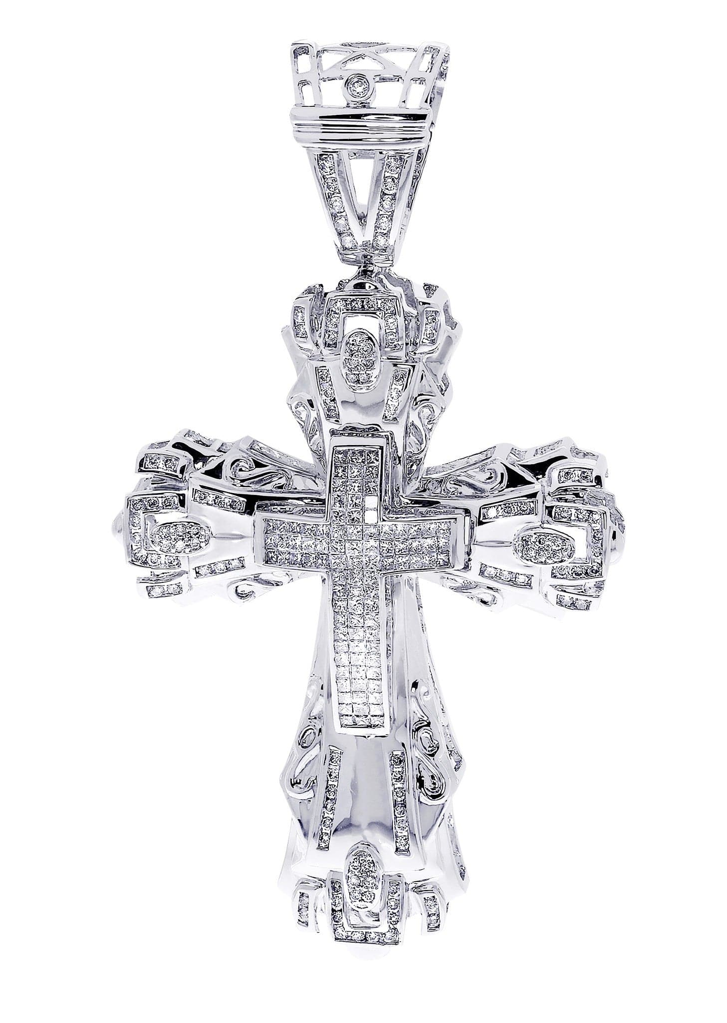 1.98 Carat Diamond Cross Pendant Necklace - 24.56 Grams Solid Gold Religious Jewelry for Women & Men - Perfect for Baptism, First Communion & Gift Giving